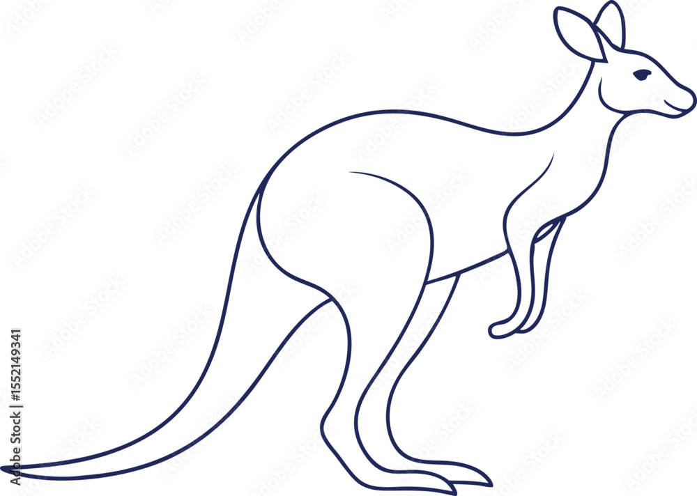 Fototapeta premium Simple Kangaroo Animal Line Drawing