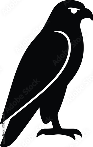 Silhouette of a regal standing hawk bird animal Vector Illustration