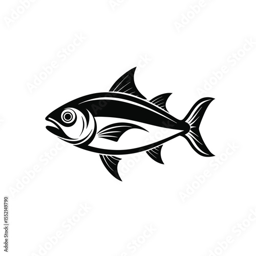 black vector line art of realistic fish icons of Hilsa on white background in Adobe Illustrator Artwork
