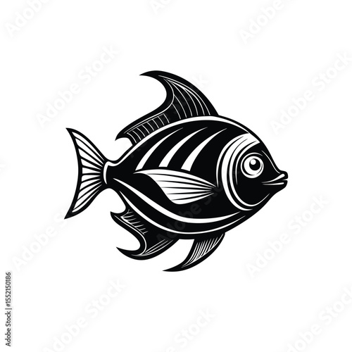 black vector silhouette of realistic fish icons of Moonfish on white background in Adobe Illustrator Artwork
