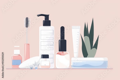 Minimalist skincare routine with botanical elements