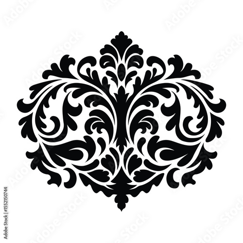 Collection of Ornamental Floral Vector Elements for Decoration and Design with Abstract Shapes and Swirling Motifs on White
