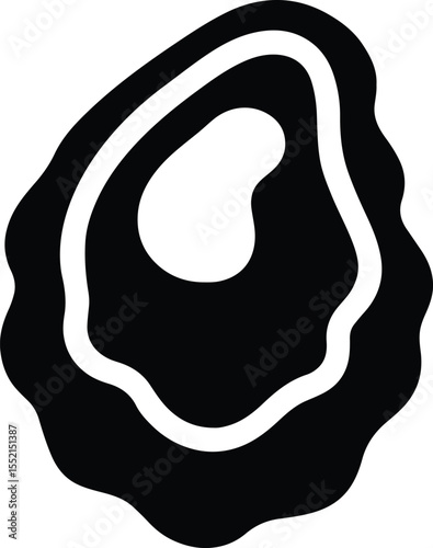 Silhouette Oyster seashell outline minimal black and white Vector Illustration