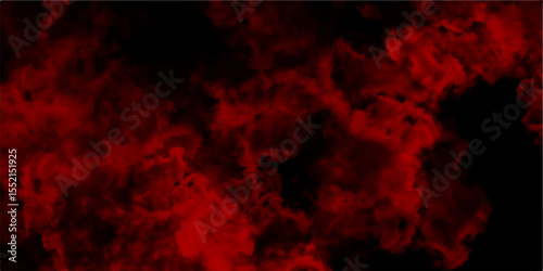 Abstract Watercolor red grunge background painting. paranormal red mystic smoke, clouds for movie. Rough red and dark watercolor brush drawn Smoke Overlays on black Background. Decorative red panorami