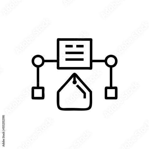 Handdrawn Blogger Icon Network Lines Squares Circles Document Tag vector