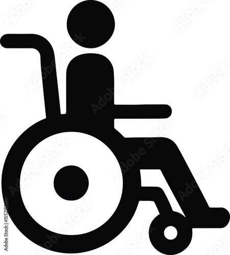 Silhouette Person in Wheelchair Disability Accessibility Symbol Vector Illustration