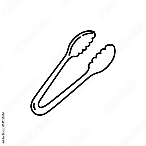 Food Tong Clip With Scalloped Ends Black Line Icon