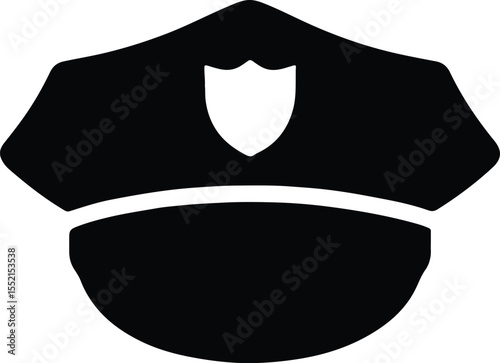 Silhouette Police officer hat uniform simple design Vector Illustration