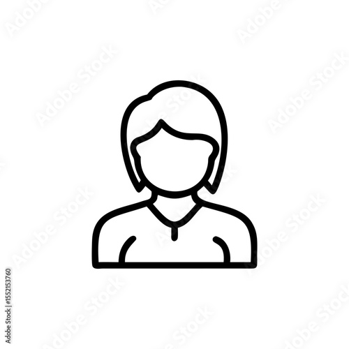 Handdrawn Outline Icon Female Blogger Avatar Short Hair Profile vector