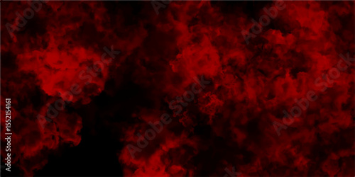 Abstract Watercolor red grunge background painting. paranormal red mystic smoke, clouds for movie. Rough red and dark watercolor brush drawn Smoke Overlays on black Background. Decorative red panorami