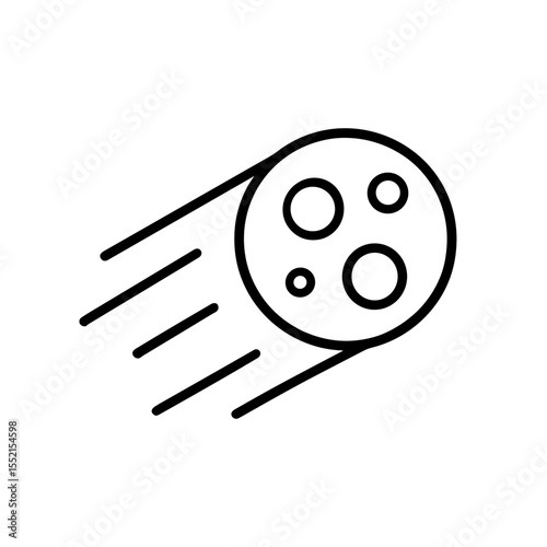 Meteor icon with craters and motion lines in outline style