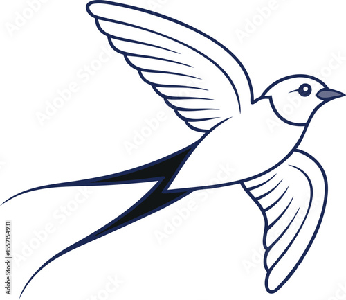 Swallow Bird Elegant Line Drawing