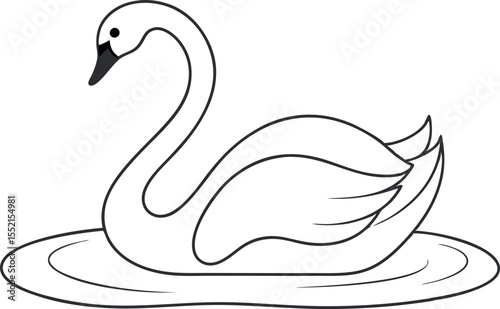 Swan Line Drawing Elegant Vector Art