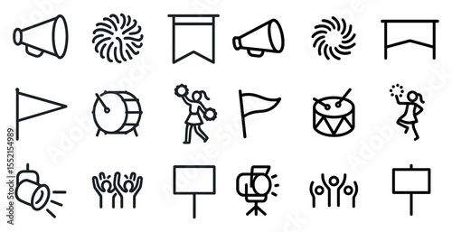 Celebration and entertainment line icons set – outline, festival, party symbols