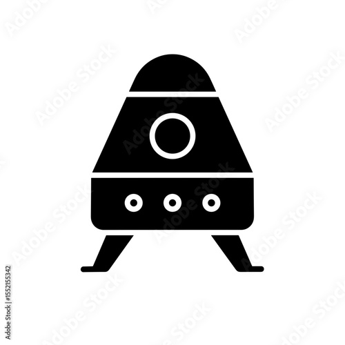 Space capsule icon in solid black style