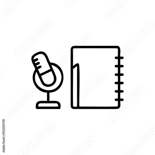 Handdrawn Blogger Icon Line Art Notebook Microphone Sketch Simple vector