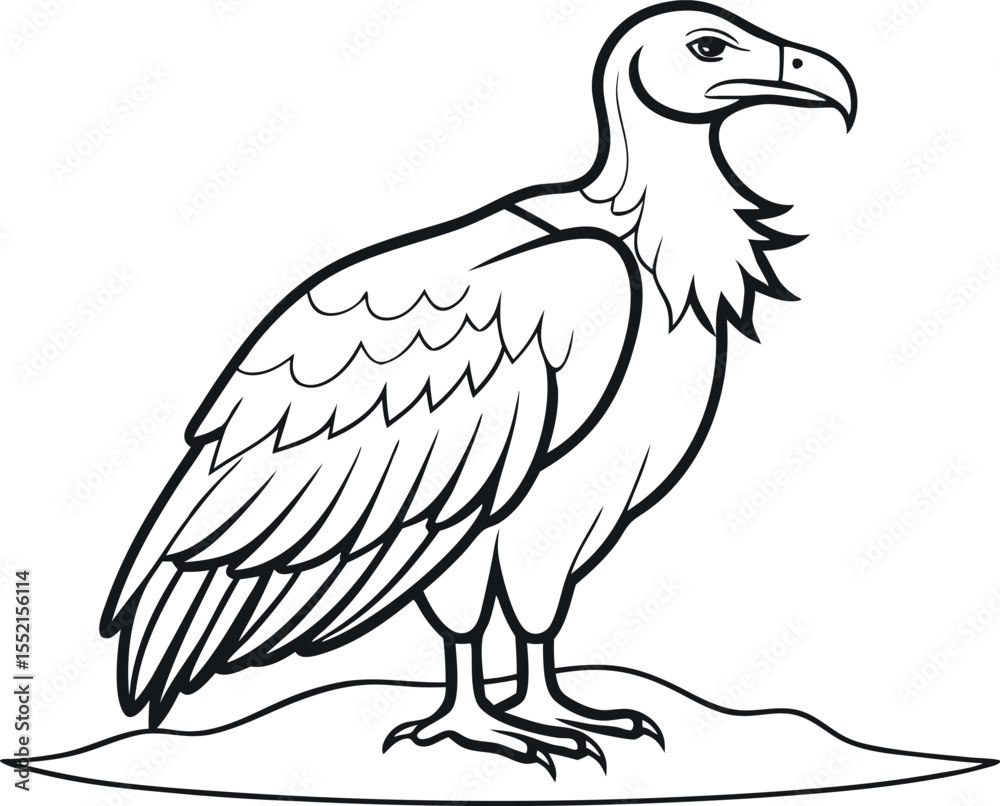 Fototapeta premium Vulture Minimal Outline Drawing