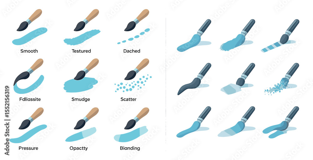 Fototapeta premium Digital painting tools isometric icons set – filled, art, design, paintbrush symbols