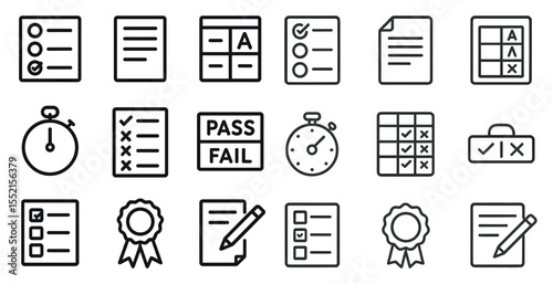 Education and learning outline icons set – linear, academic, school symbols