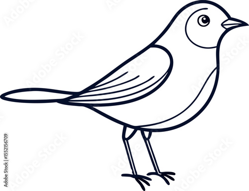 Clean Lark Bird Drawing in Line Art Style