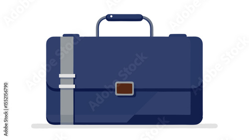 A navy blue leather briefcase with subtle silver accents rests calmly on a white backdrop. Its structured elegance and minimalist hardware make it perfect for modern urban professionals.