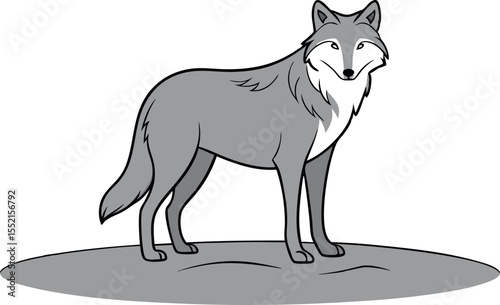 Wild Gray Wolf Outline Line Art Vector