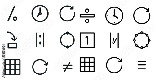 Mathematical symbols line icons set – outline, linear, calculation essentials