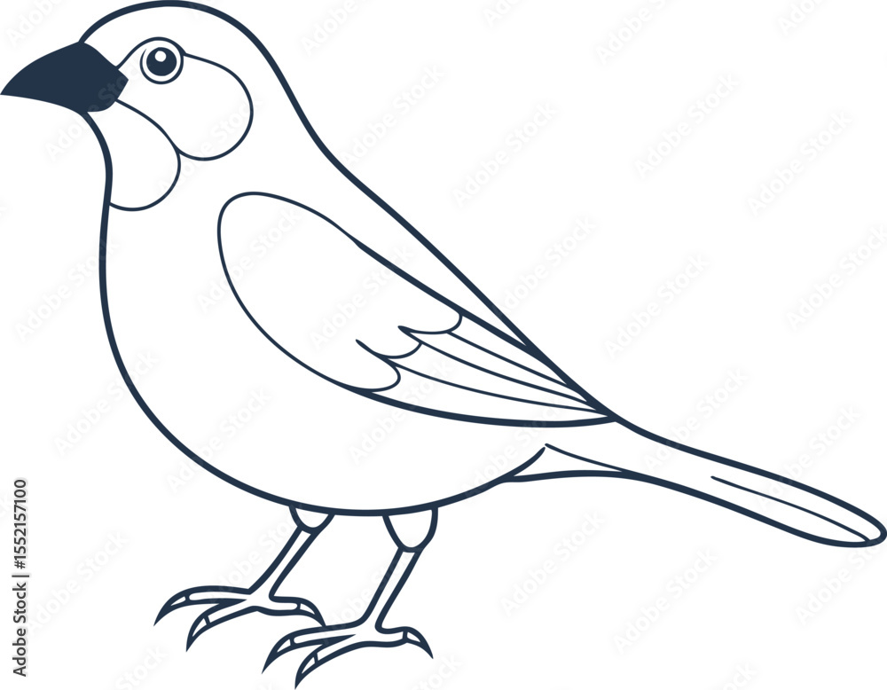 Obraz premium Simple Grosbeak Bird Vector Line Art