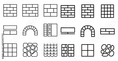 Construction and architecture icons set – outline, linear, building and design elements