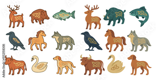Animal-themed pixel art icons set – outline, solid, wildlife and nature symbols