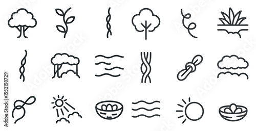 Nature and ecology line icons set – outline, linear, environment symbols