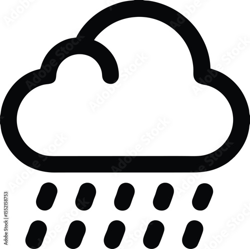 Vector of rain cloud icon in black and white simple design.