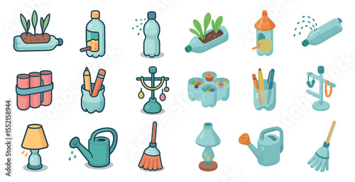 Recycling 3d icons set – eco, sustainable, waste management symbols