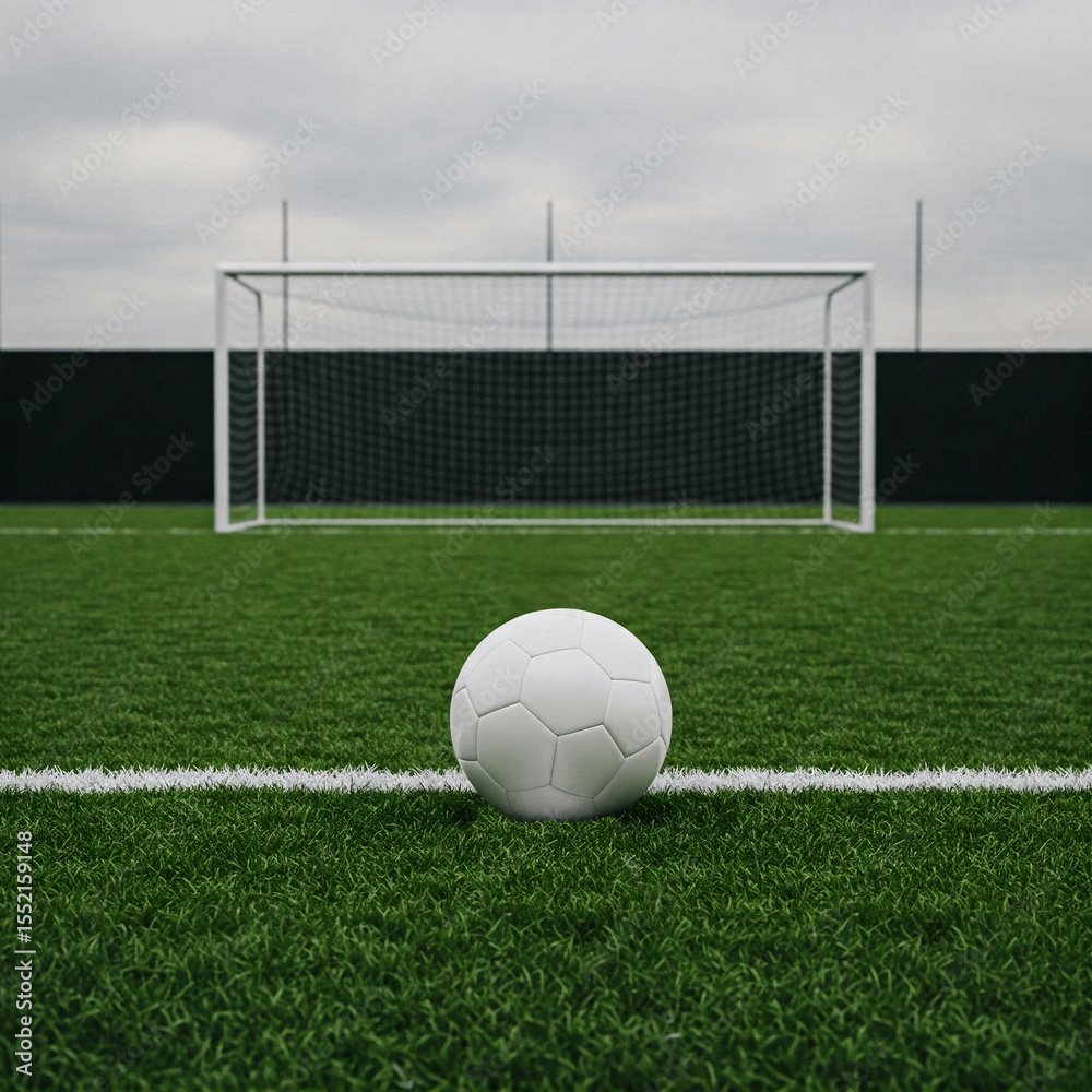 Fototapeta premium A Soccer Ball on the Field, Ready for the Game, Under the Sunlight, Representing Passion, Competition, Teamwork, and the Spirit of Sports