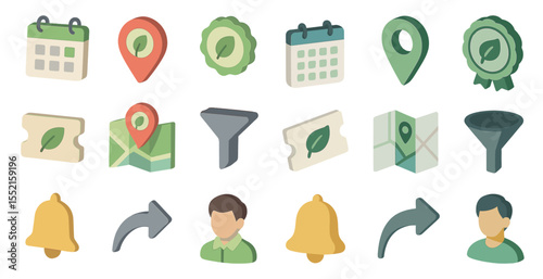 Environment and sustainability icons set – 3d, eco-friendly, green symbols