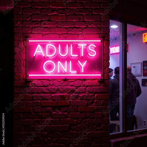 a neon sign that says adults only