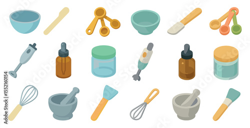 Kitchen tools icons set – flat, culinary and cooking equipment graphics