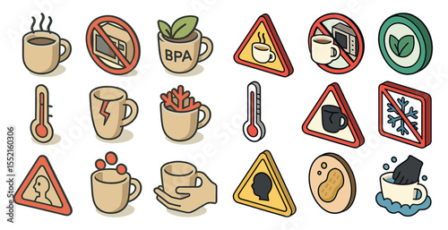 Caution and warning 3d icons set – safety, alert, hazard symbols