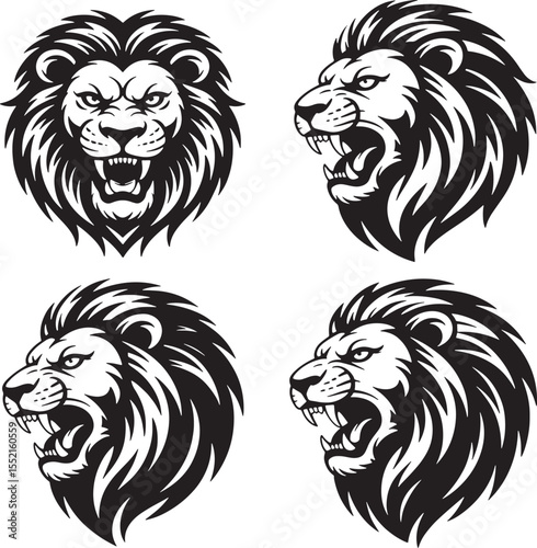 Detailed Tiger Face Illustration – Modern Monochrome Wildlife Vector