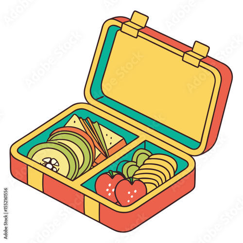 Healthy and Nutritious Food Packed in a Colorful Lunchbox for a Delicious Meal