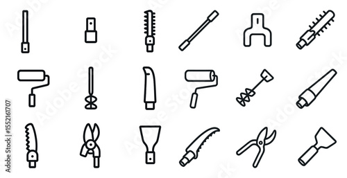Home renovation tools line icons set – outline, repair, diy symbols