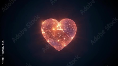 The bright heart radiates warmth and love, symbolizing passion, tenderness and unity, perfectly conveying the romantic spirit and emotional essence of celebrating Valentine's Day
