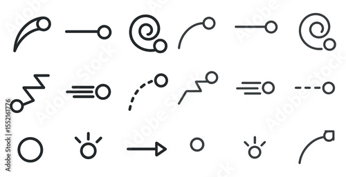 Arrow and direction line icons set – outline, navigation, pathfinder symbols