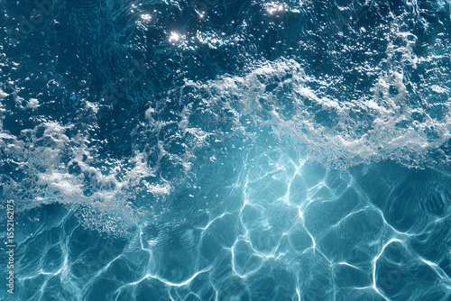 Crystal-clear water with captivating light reflections, shimmering, showcasing the beauty and purity of nature's liquid embrace.