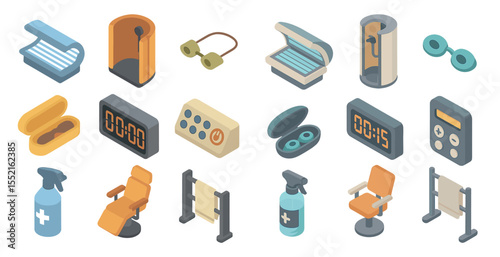 Personal care isometric icons set – grooming, hygiene, wellness symbols