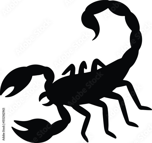 Silhouette Scorpion arachnid with segmented tail and pincers Vector Illustration