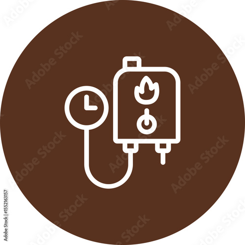 Tankless Water Heater Vector Line Icon Design