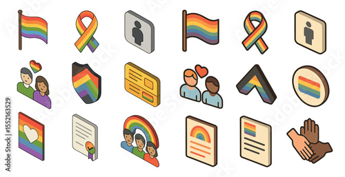 Diversity and inclusion icons set – isometric, colorful, equality and representation symbols