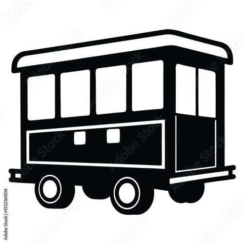 Stylized Black and White Image of a Railroad Car with Visible Windows