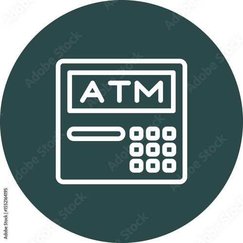 Atm Machine Vector Line Icon Design